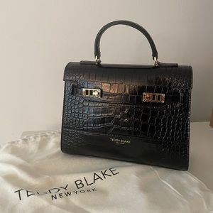 Teddy Blake Kim Croco 11” Black Bag *NEW*